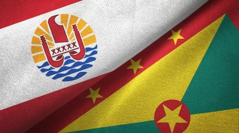 French Polynesia and Grenada two flags textile cloth, fabric texture Stock Illustration