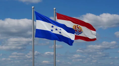 French Polynesia and Honduras two flags Vídeos de archivo 285680560