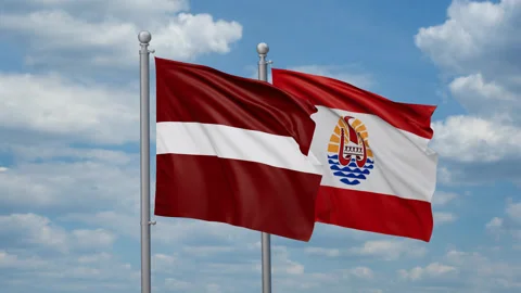French Polynesia and Latvia two flags Stock Footage 270215850