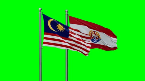 French Polynesia and Malaysia two flags Video stock 290038405