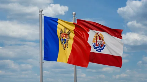 French Polynesia and Moldova two flags Video stock 271179638