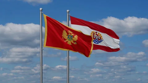 French Polynesia and Montenegro two flags Video stock 288147444