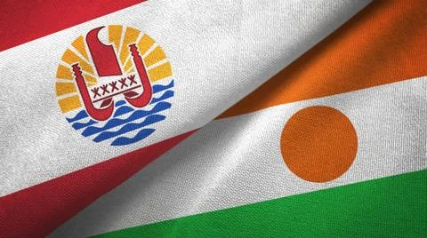 French Polynesia and Niger two flags textile cloth, fabric texture Stock Illustration