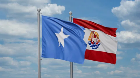 French Polynesia and Somalia two flags Stock Footage 272316755