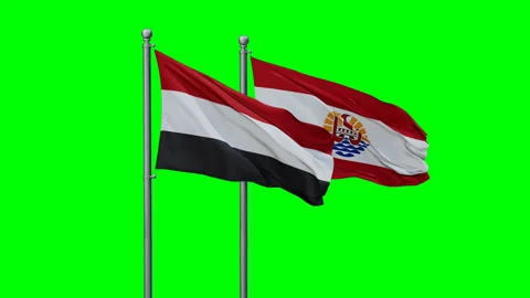 French Polynesia and Yemen two flags Stock Footage 295110466