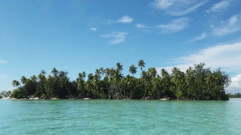 French Polynesia Bora Bora motu private Island paradise. Travel vacation icon of Stock Footage 153376945
