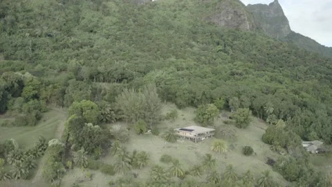 French Polynesia Drone Footage Flying up a Mountain Moorea Stock Footage 168726467