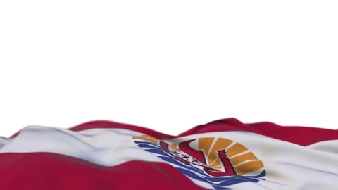 French Polynesia fabric flag waving on the wind loop. French Polynesia embroi Video stock 194419794