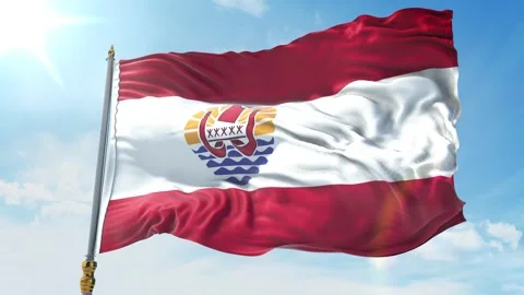 French Polynesia  Flag 4K Stock Footage 343549401