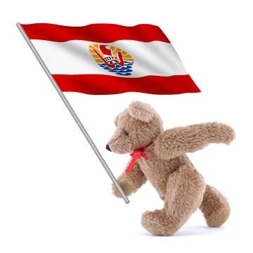 French Polynesia flag being carried by a cute teddy bear Stock Illustration