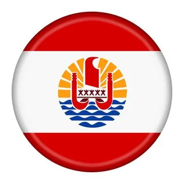 French Polynesia flag button 3d illustration with clipping path Stock Illustration