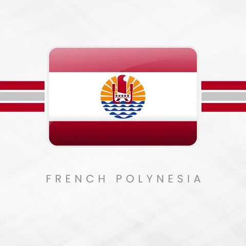 French Polynesia Flag Button Animation: Glossy 3D Tahitian National Symbol .. Stock Footage 330952335