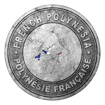 French Polynesia Flag Button with Map Stock Photos