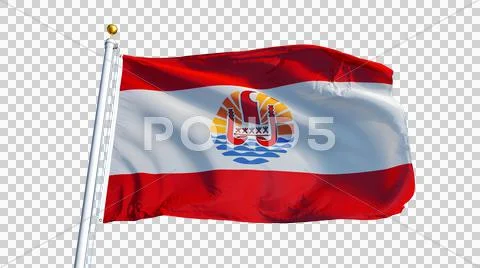 French Polynesia flag, close up, isolated with alpha channel Stock Photos