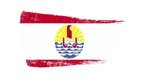 French Polynesia Flag Designed in Brush Strokes and Grunge Texture Stock Illustration