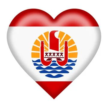 French Polynesia flag heart button with clipping path 3d illustration Illustrazione stock