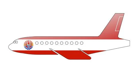 The French polynesia flag painted on the silhouette of a aircraft. glossy Stock Illustration