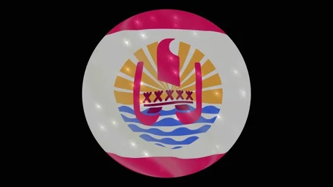 French Polynesia flag in a round ball rotates. Flicker and shine. Animation loop Stock Footage 145857840