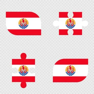 French Polynesia Flag Rounded Shapes and Puzzle Set. Stock Illustration