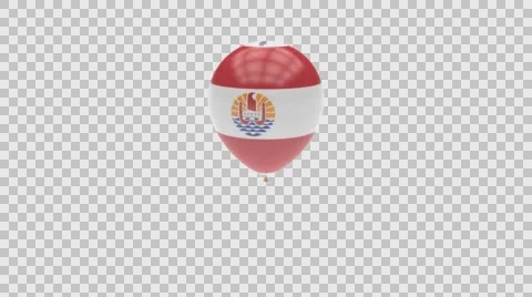 French Polynesia flag textured balloon rotating Alpha Video stock 61403807