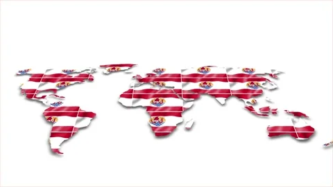 French Polynesia flag wave 3d earth map animation white background Stock Footage 264292659