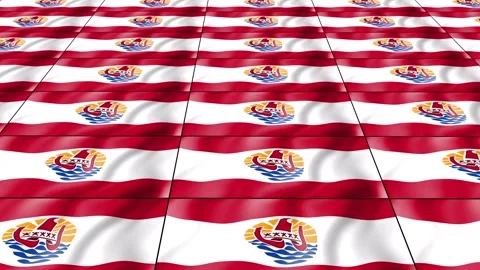 French Polynesia Flag wave 3d rotating view animated wallpaper background 動画素材 264311933