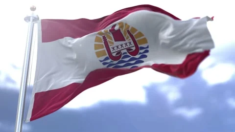 French Polynesia flag waving against the sky Stock Footage 167988806