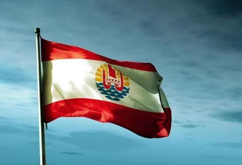 French polynesia  flag waving in the evening Stock Illustration