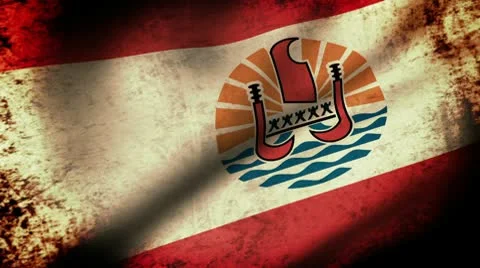 French Polynesia Flag Waving, grunge look Video stock 10678270