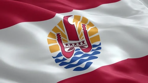 French Polynesia Flag Waving Seamless Loop National Symbol Background Video Stock Footage 334628945
