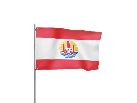French Polynesia flag waving white background 3D illustration Stock Illustration