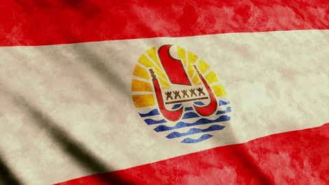 French Polynesia Flag waving in the wind grunge version Stockbeeldmateriaal 236433006