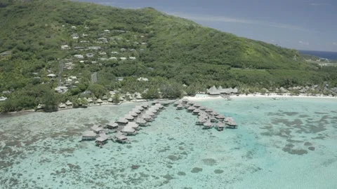French Polynesia Flying up and away from Sofitel Moorea Stock-Footage 168726561