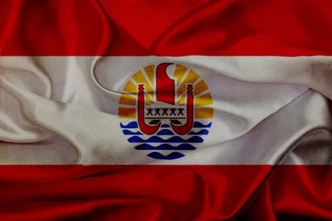 French polynesia grunge waving flag Stock Illustration