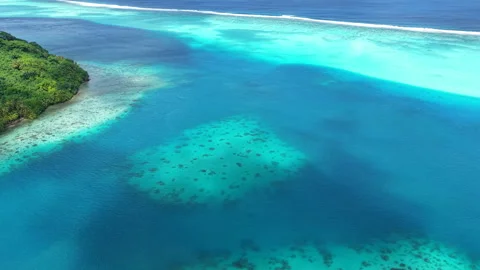 French Polynesia Islands, Drone View of Coral Reefs and Barrier. Turquoise Video stock 348199942