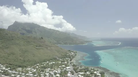 French Polynesia  Mahrepa Moorea Half Mountain and Half Ocean Stock-Footage 168727156