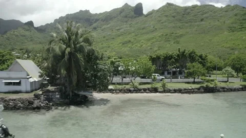 French Polynesia  Moorea Mahrepa on a Sunny Day Stock Footage 168728596