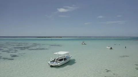 French Polynesia Ocean and Small Boats Stock Footage 168724580