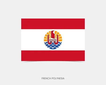French Polynesia Rectangle flag icon with shadow. Stock Illustration