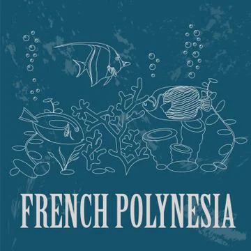 French Polynesia. Retro styled image Stock Illustration