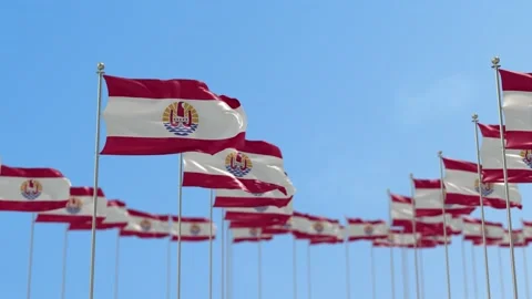 French Polynesia Row Of Flags 3D Animation Stock Footage 148678013