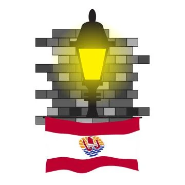 French Polynesia Street Lamp Bricks Fog Vector Illustration Stock Illustration
