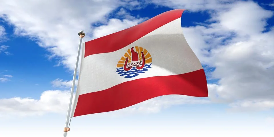 French Polynesia - waving flag - 3D illustration Illustrazione stock
