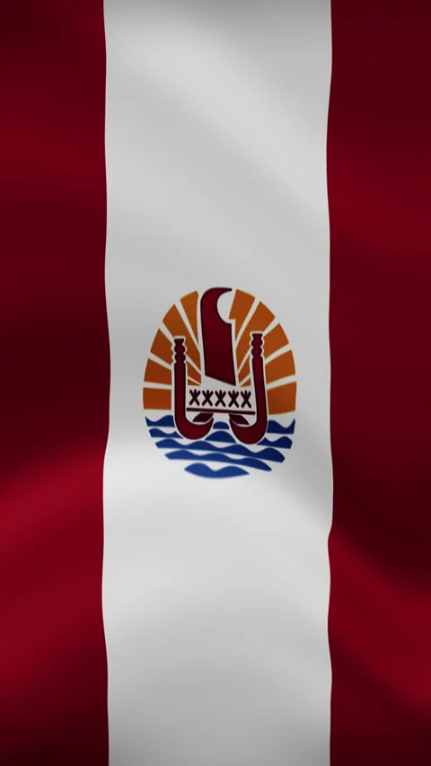 French Polynesia Waving Flag in Vertical Orientation – Loop Animation Stock Footage 294949716