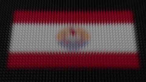 French Polynesian Flag Light Shining on Scrolling Bullets Stock Footage 303571134