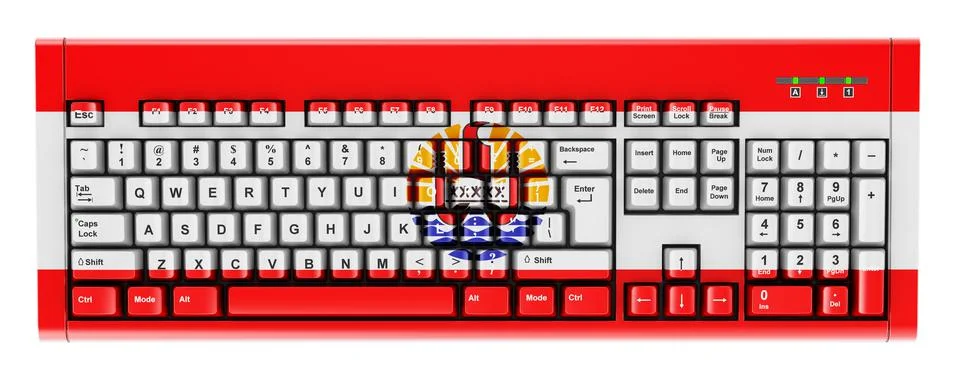 French Polynesian flag painted on computer keyboard. 3D rendering 스톡 일러스트
