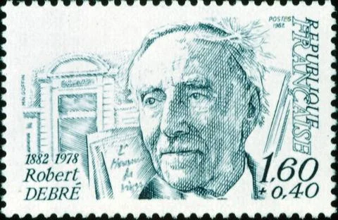  French postage stamp commemorating centenary of Robert Debre (7 December ... 写真素材