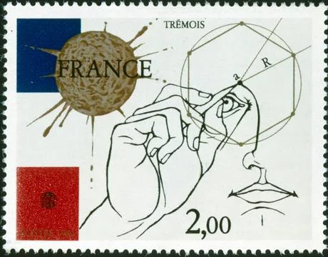  French postage stamp commemorating Pierre-Yves Tremois (born 8 January 19... Stock Photos