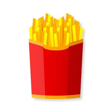 French potato pack box. Cartoon fastfood fry potato isolated flat vector Stock-Illustration
