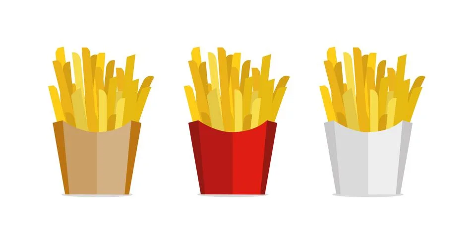 French potato pack box. Cartoon fastfood fry potato Stock Illustration